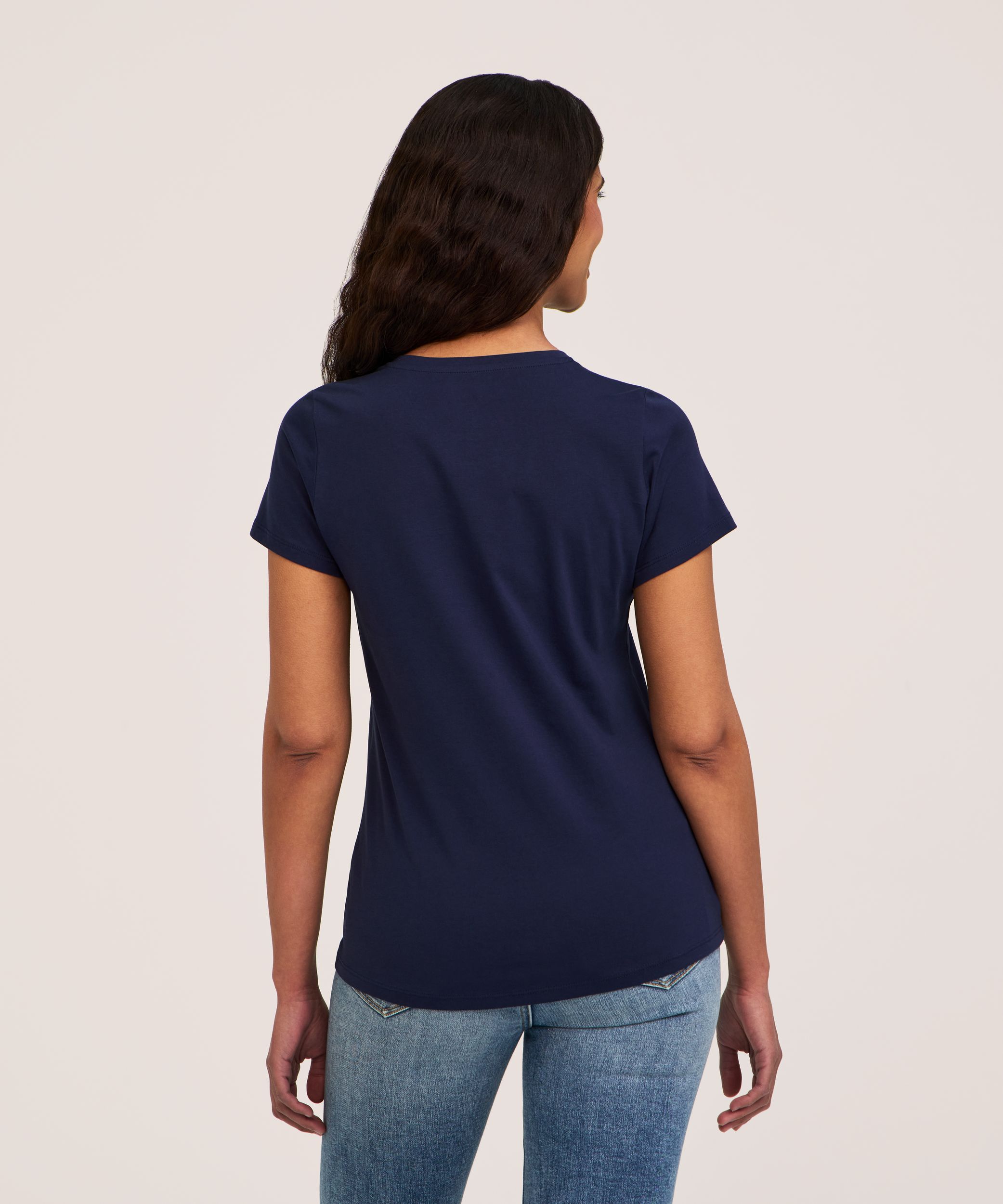 Denver Hayes Women's Short Sleeve Semi Fitted Round Neck Supima Cotton T-Shirt