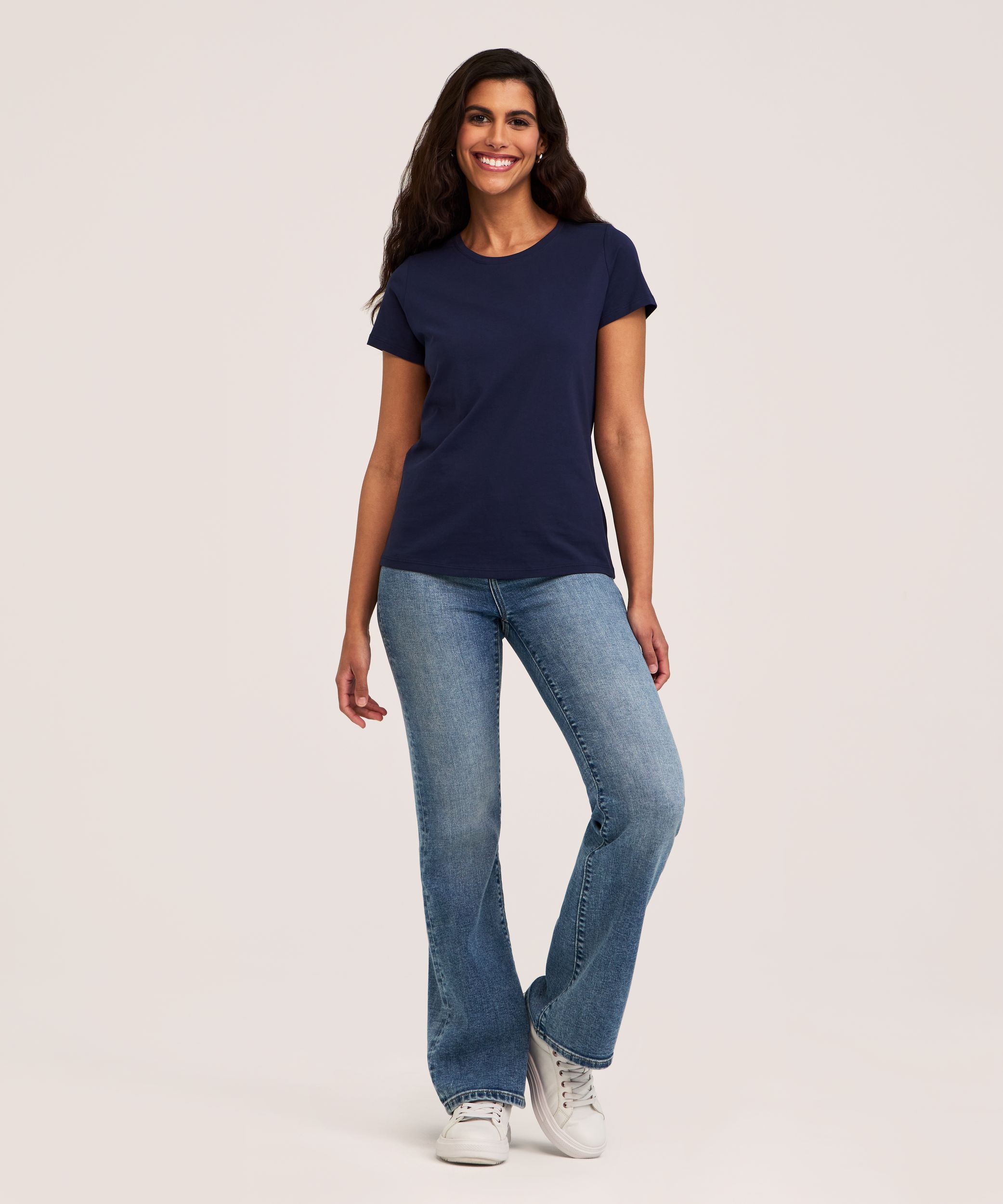 Denver Hayes Women's Short Sleeve Semi Fitted Round Neck Supima Cotton T-Shirt