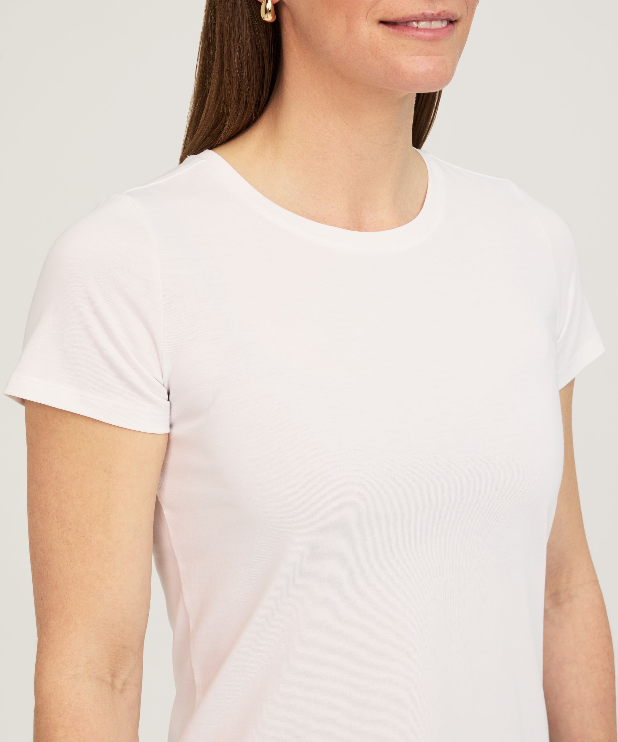 T-shirt semi-ajusté en coton Supima à col arrondi et à manches courtes pour femmes, Denver Hayes