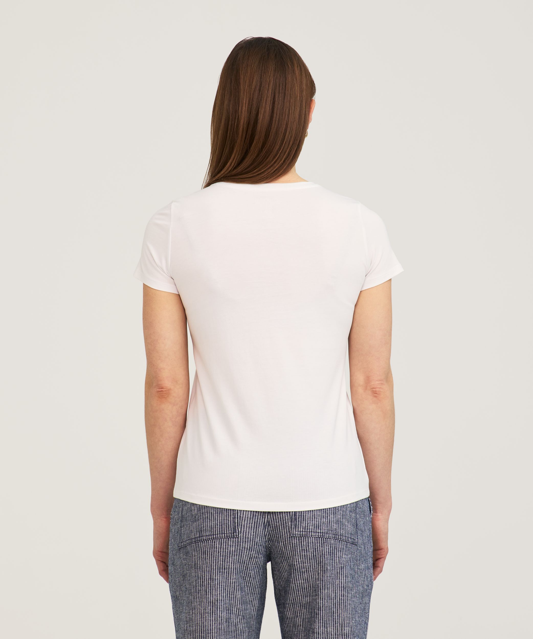 T-shirt semi-ajusté en coton Supima à col arrondi et à manches courtes pour femmes, Denver Hayes