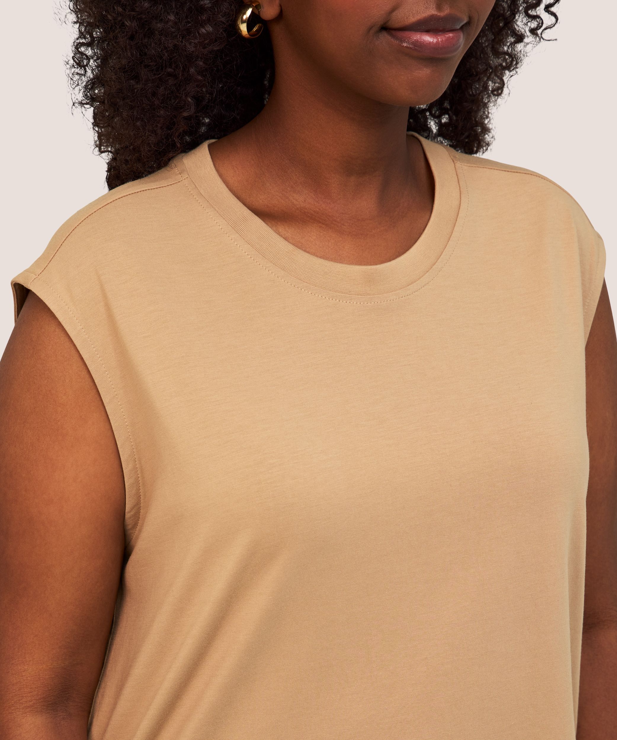 Débardeur semi-ajusté en coton Supima à encolure ras du cou pour femmes, Denver Hayes