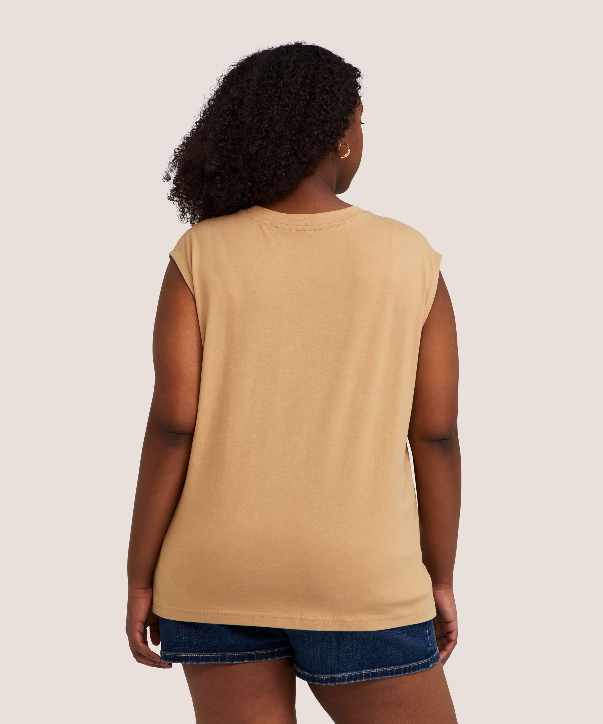 Débardeur semi-ajusté en coton Supima à encolure ras du cou pour femmes, Denver Hayes