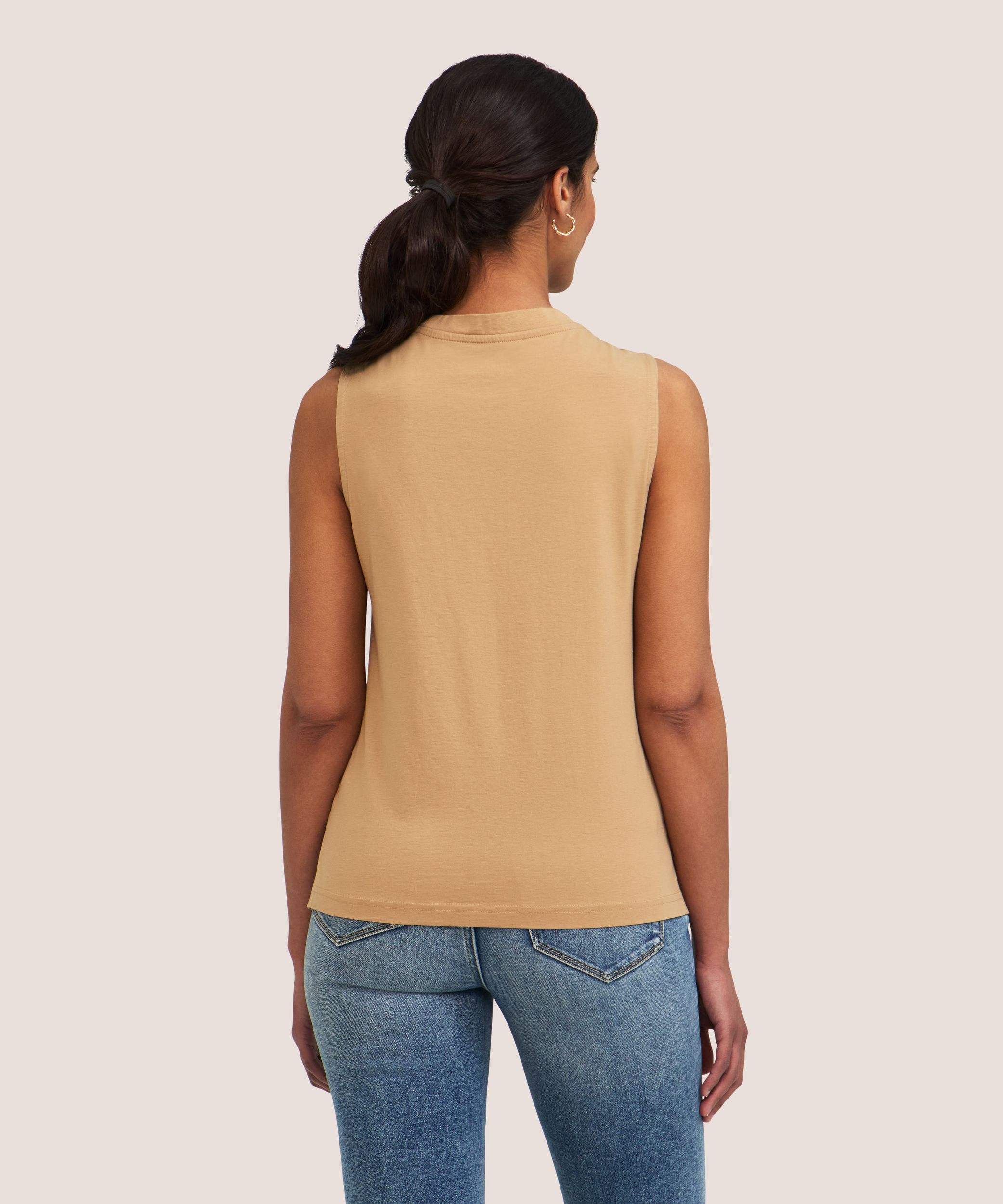 Débardeur semi-ajusté en coton Supima à encolure ras du cou pour femmes, Denver Hayes