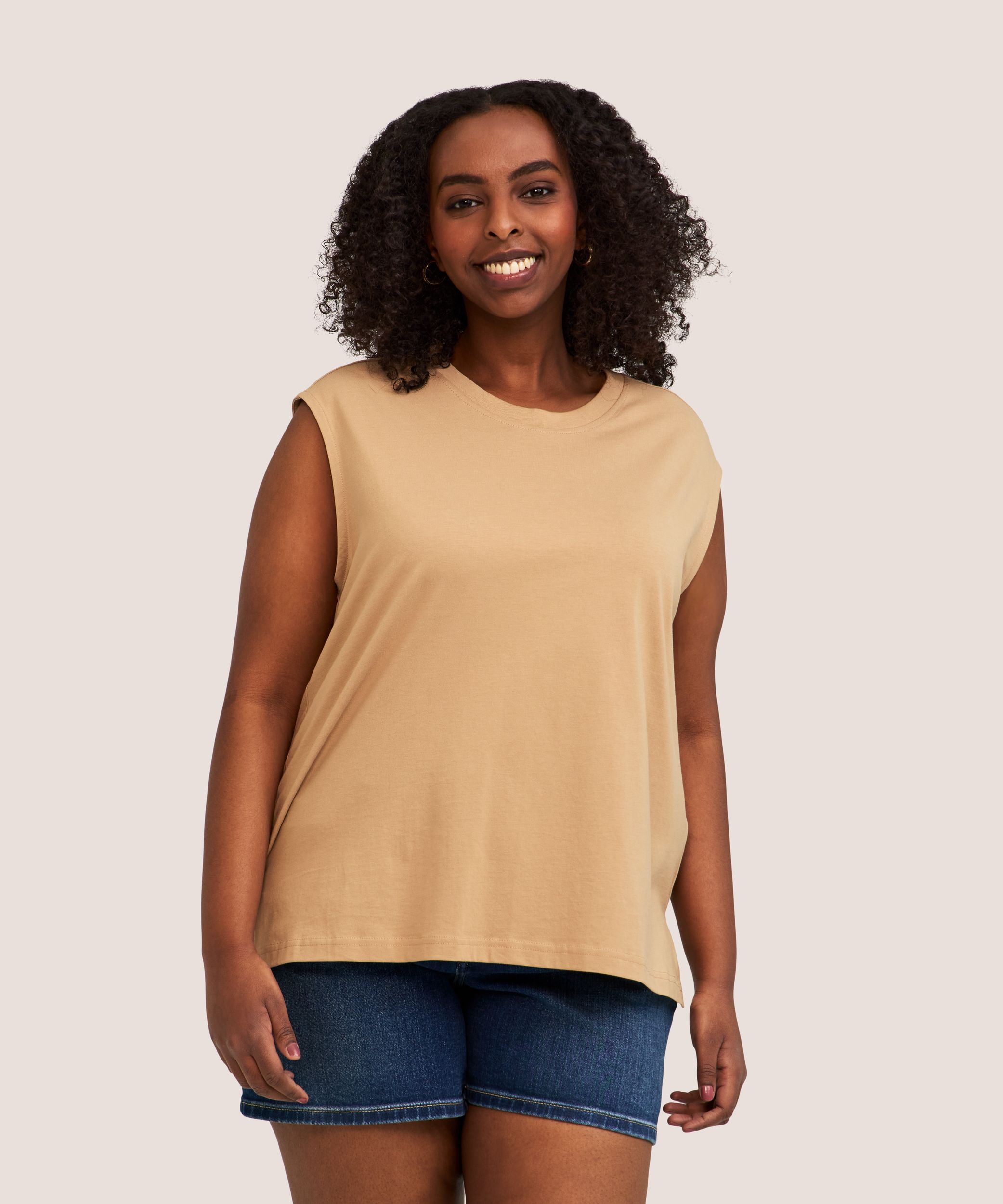 Débardeur semi-ajusté en coton Supima à encolure ras du cou pour femmes, Denver Hayes