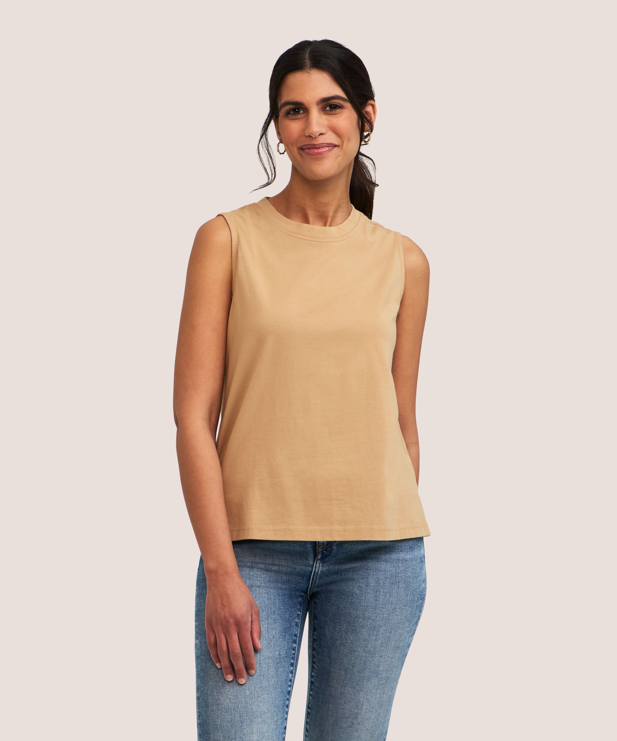 Débardeur semi-ajusté en coton Supima à encolure ras du cou pour femmes, Denver Hayes