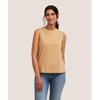 Débardeur semi-ajusté en coton Supima à encolure ras du cou pour femmes, Denver Hayes Front_Flat