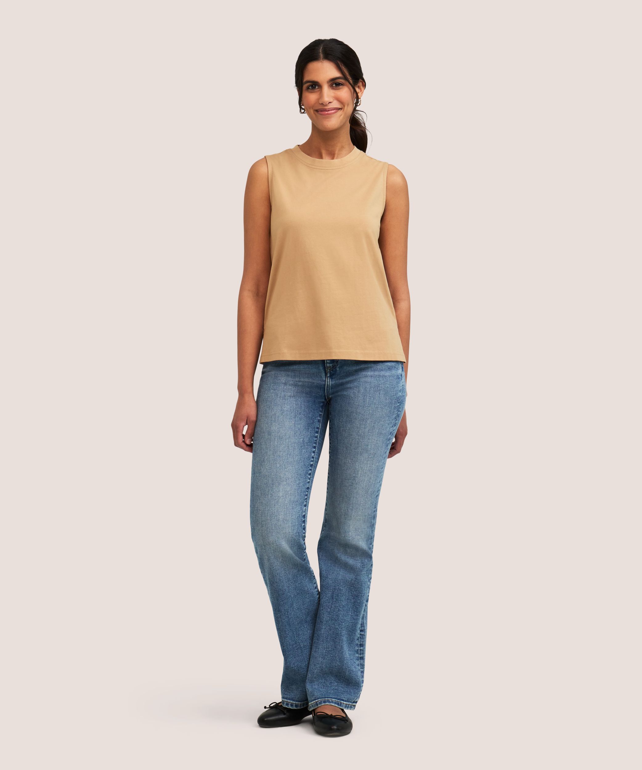 Débardeur semi-ajusté en coton Supima à encolure ras du cou pour femmes, Denver Hayes