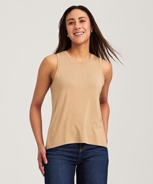 Débardeur décontracté à col arrondi avec trou de serrure arrière pour femmes, Denver Hayes