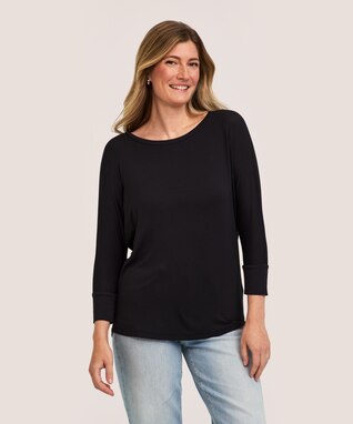 Denver Hayes Women's Relaxed 3/4 Sleeve Batwing Top