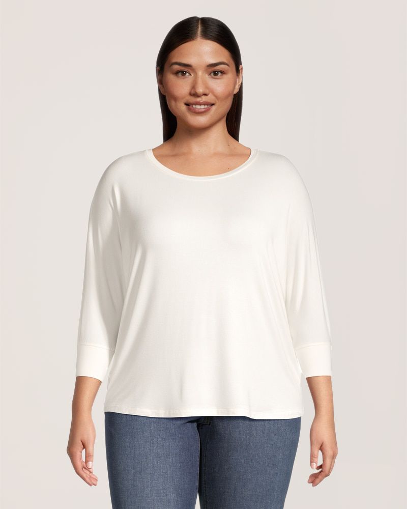 Denver Hayes Women's Relaxed 3/4 Sleeve Batwing Top