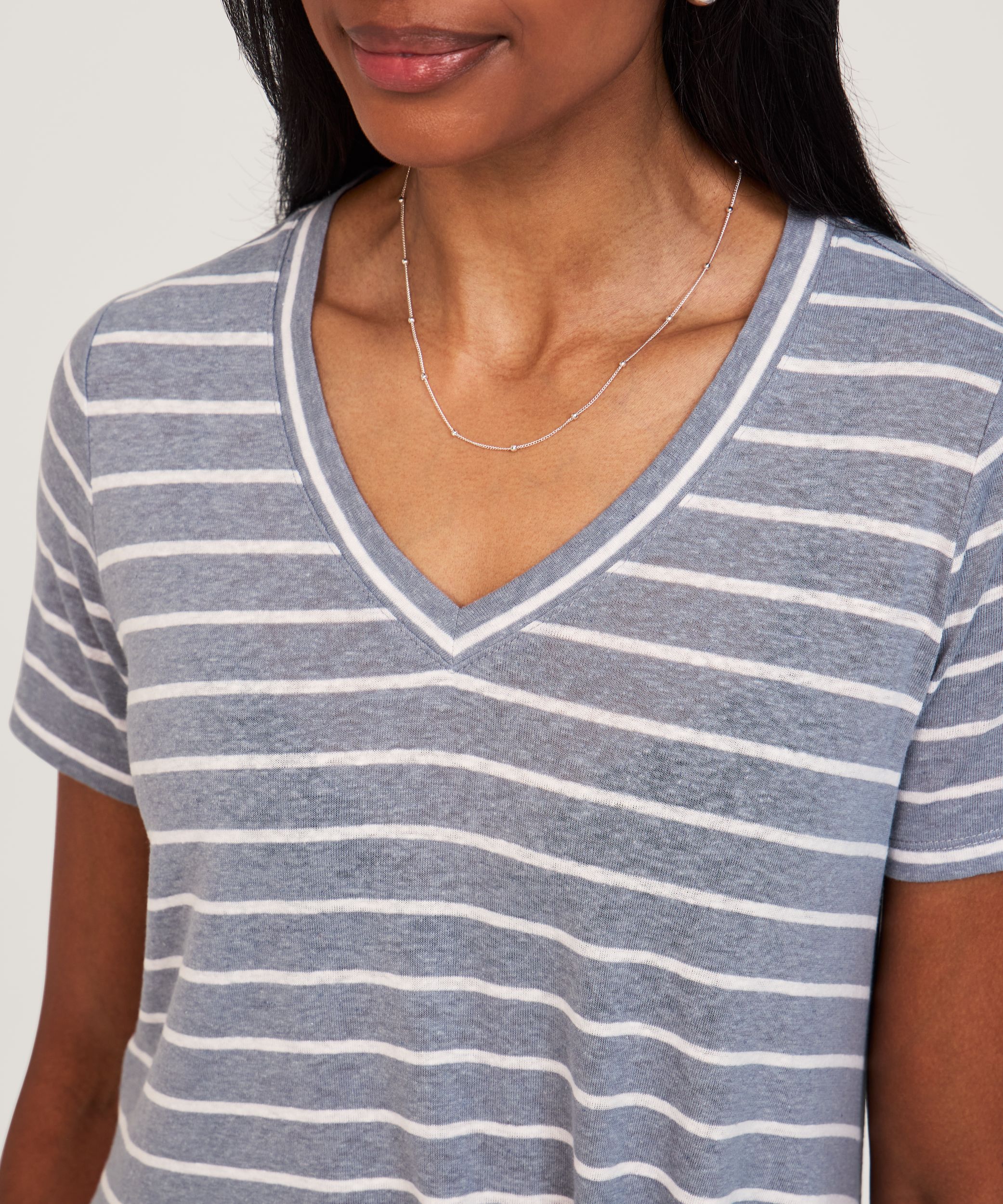 T-shirt en lin à manches courtes avec devant noué pour femmes, Denver Hayes