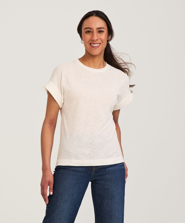 T-shirt en lin à col arrondi pour femmes, Denver Hayes