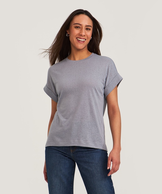 T-shirt en lin à col arrondi pour femmes, Denver Hayes