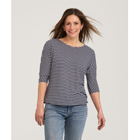 Denver Hayes Women's 3/4 Sleeve Boat Neck Linen T Shirt