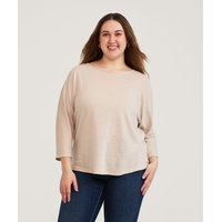 T-shirt en lin à encolure bateau et à manches 3/4 pour femmes, Denver Hayes