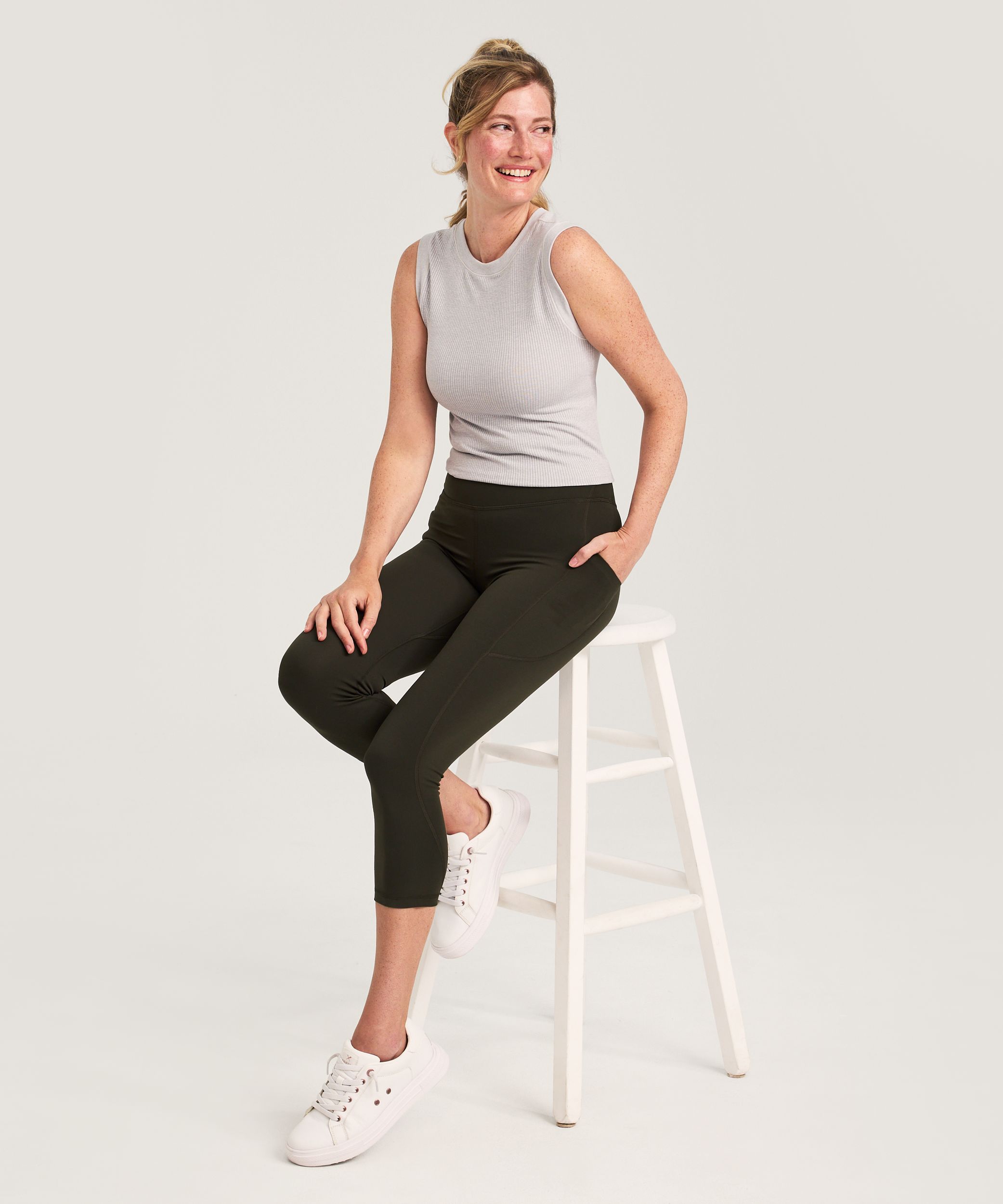 Legging court à taille haute avec poches pour femmes, Live-in Confort, Shambhala