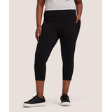 Shambhala Women's Live-In Comfort High Rise Crop Leggings with Pockets Front_Flat