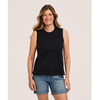 Débardeur semi-ajusté en coton Supima à encolure ras du cou pour femmes, Denver Hayes Front_Flat