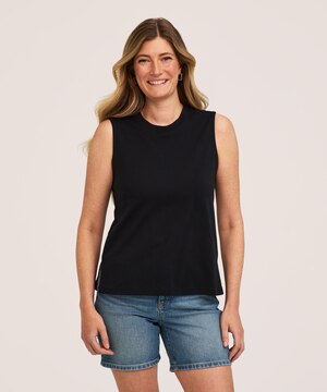 Débardeur semi-ajusté en coton Supima à encolure ras du cou pour femmes, Denver Hayes