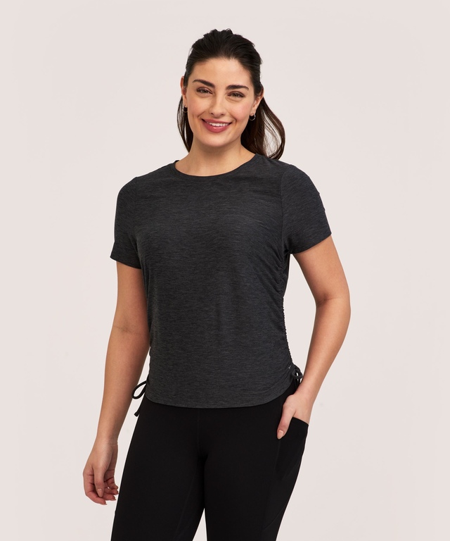 T-shirt à manches courtes à fronces latérales pour femmes, Shambhala