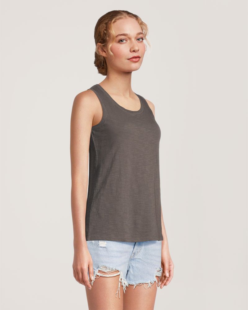 FarWest Women's Crew Neck Cotton Slub Tank Top