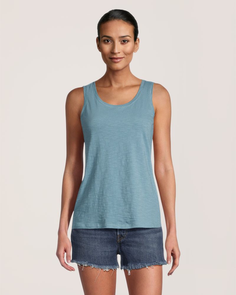FarWest Women's Crew Neck Cotton Slub Tank Top