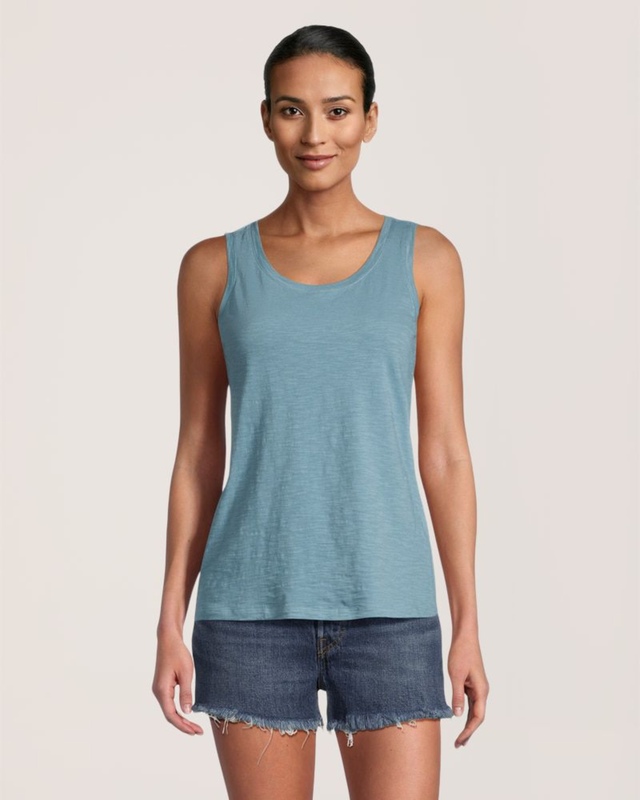 FarWest Women's Crew Neck Cotton Slub Tank Top
