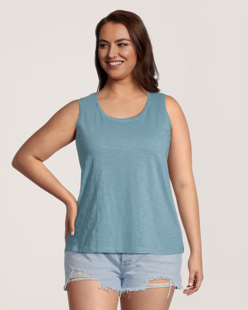 FarWest Women's Crew Neck Cotton Slub Tank Top