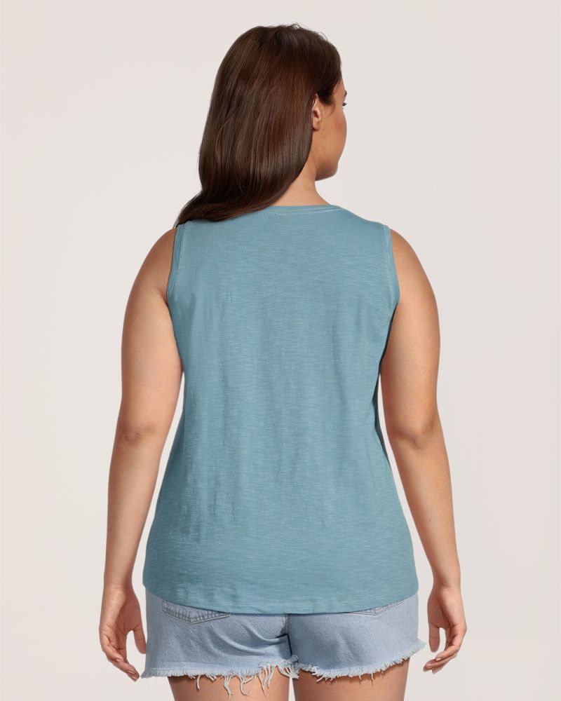 FarWest Women's Crew Neck Cotton Slub Tank Top