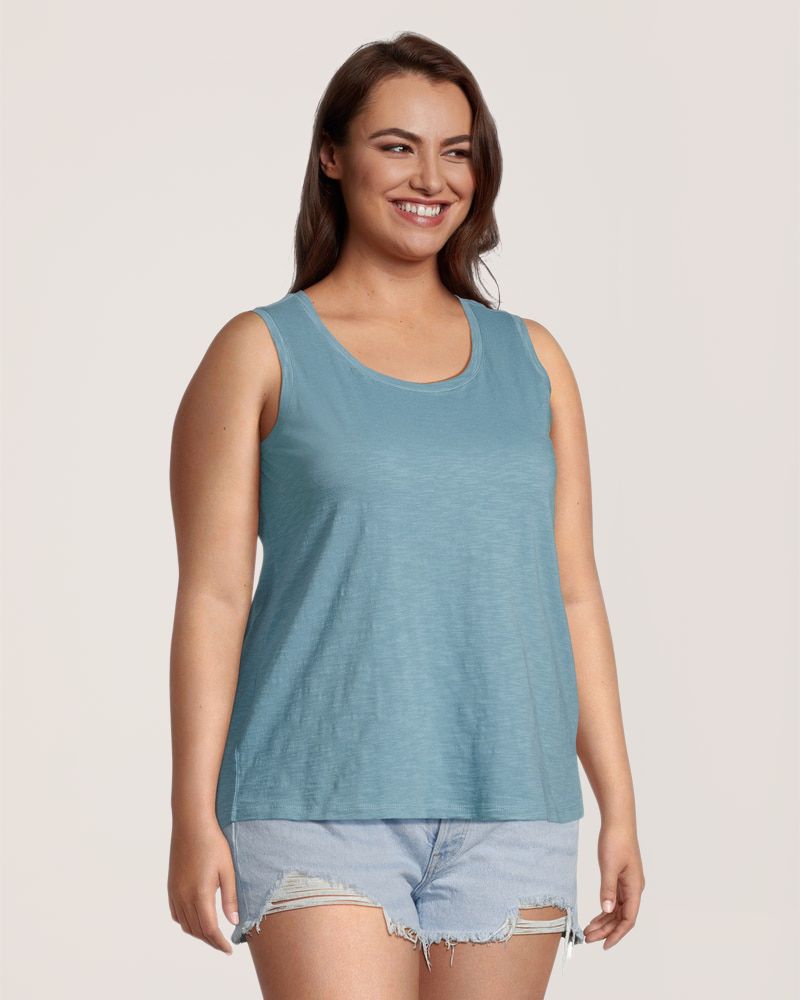 FarWest Women's Crew Neck Cotton Slub Tank Top
