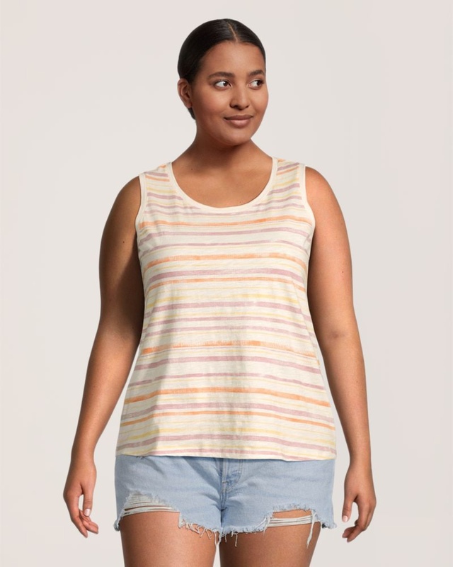 FarWest Women's Crew Neck Cotton Slub Tank Top