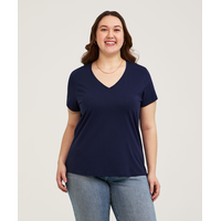 Denver Hayes Women's Short Sleeve Semi Fitted Supima V-Neck Cotton T-Shirt