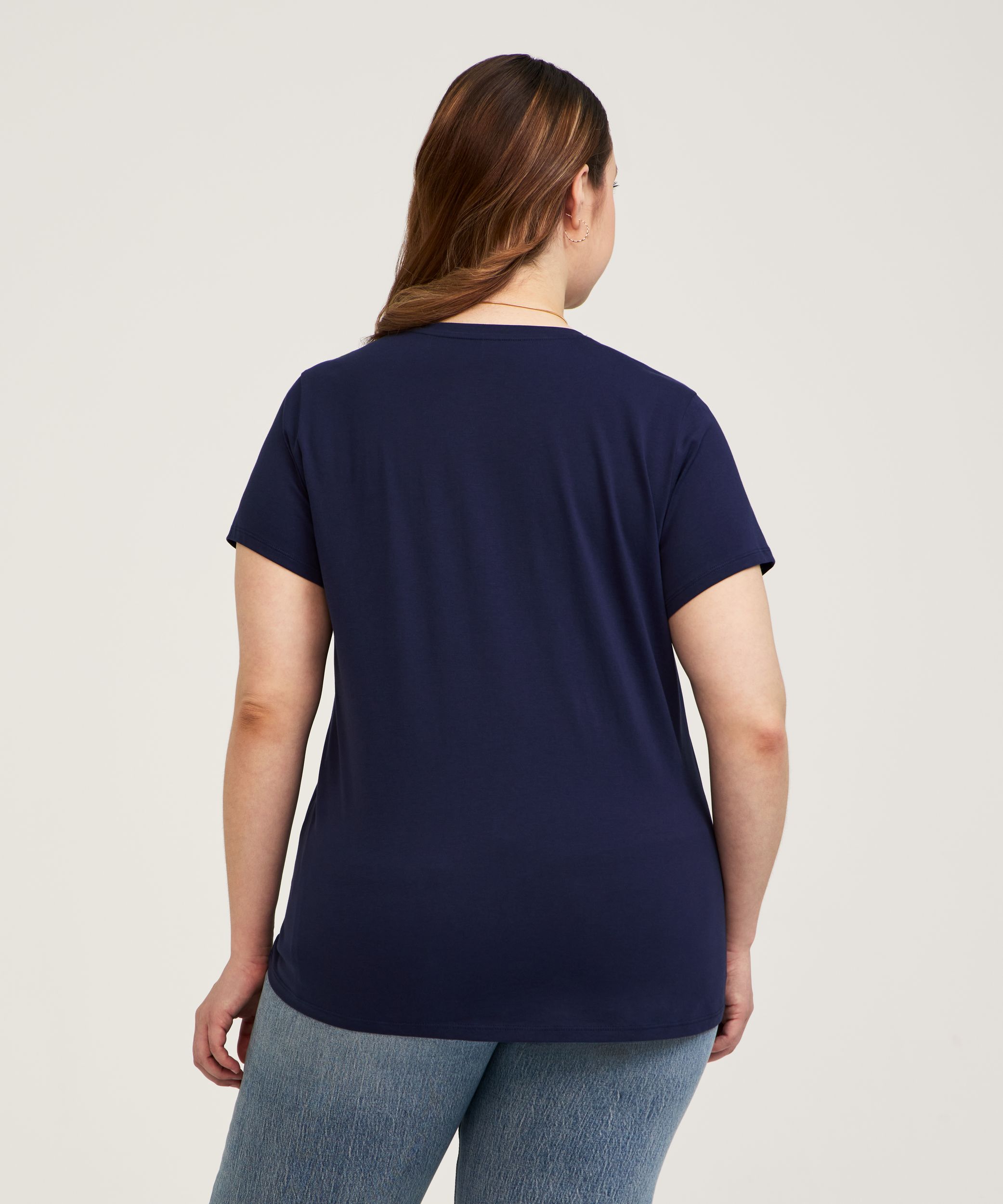 Denver Hayes Women's Short Sleeve Semi Fitted Supima V-Neck Cotton T-Shirt