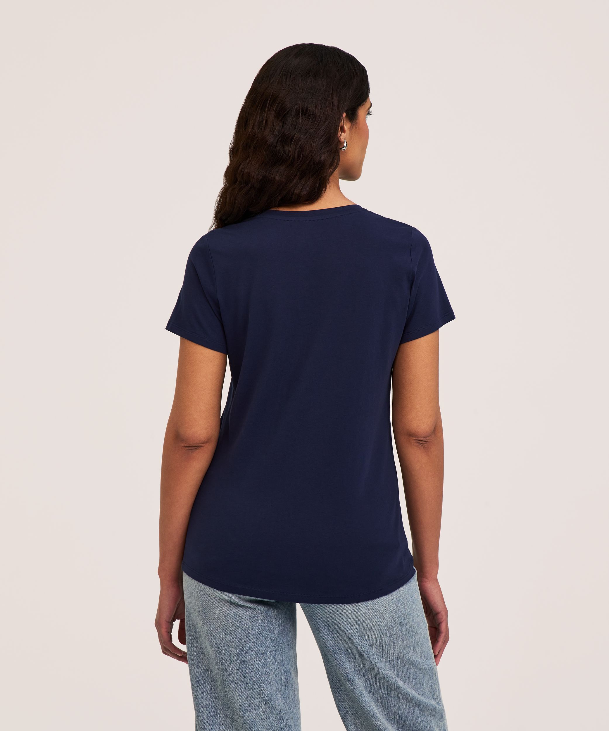 Denver Hayes Women's Short Sleeve Semi Fitted Supima V-Neck Cotton T-Shirt