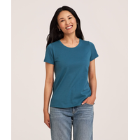 T-shirt semi-ajusté en coton Supima à col arrondi et à manches courtes pour femmes, Denver Hayes