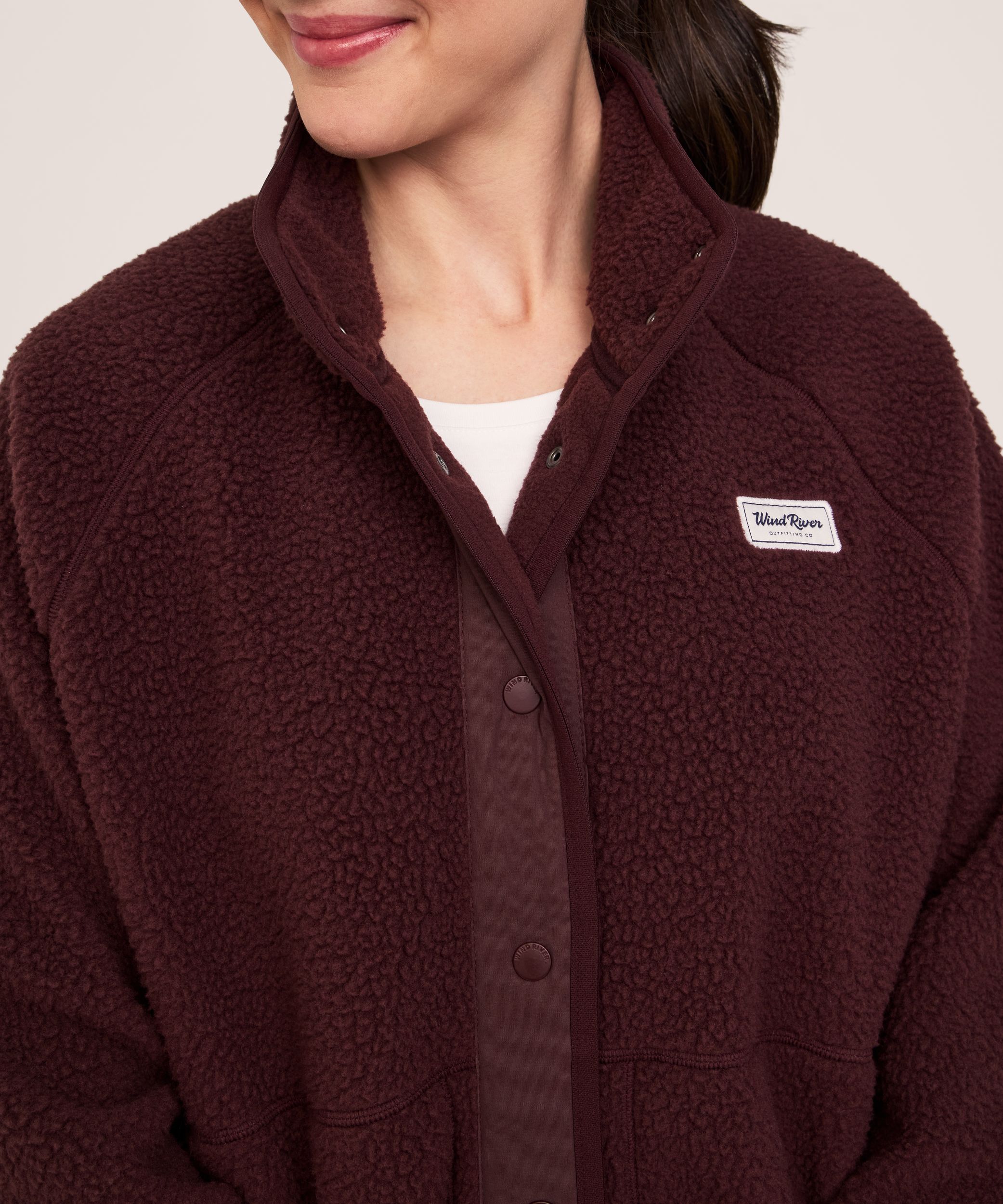 Chemise à enfiler en tissu mixte avec col tissé et manches longues pour femmes, Denver Hayes