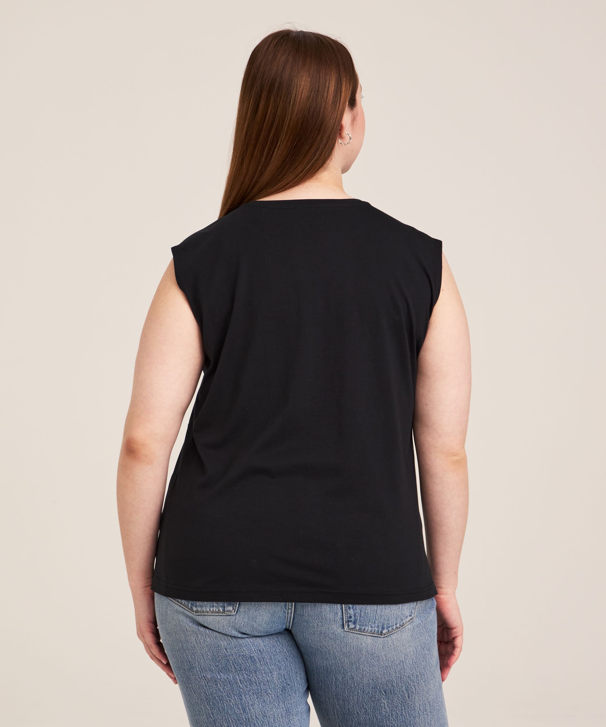 Débardeur en coton Supima semi-ajusté à encolure ras du cou pour femmes, Denver Hayes