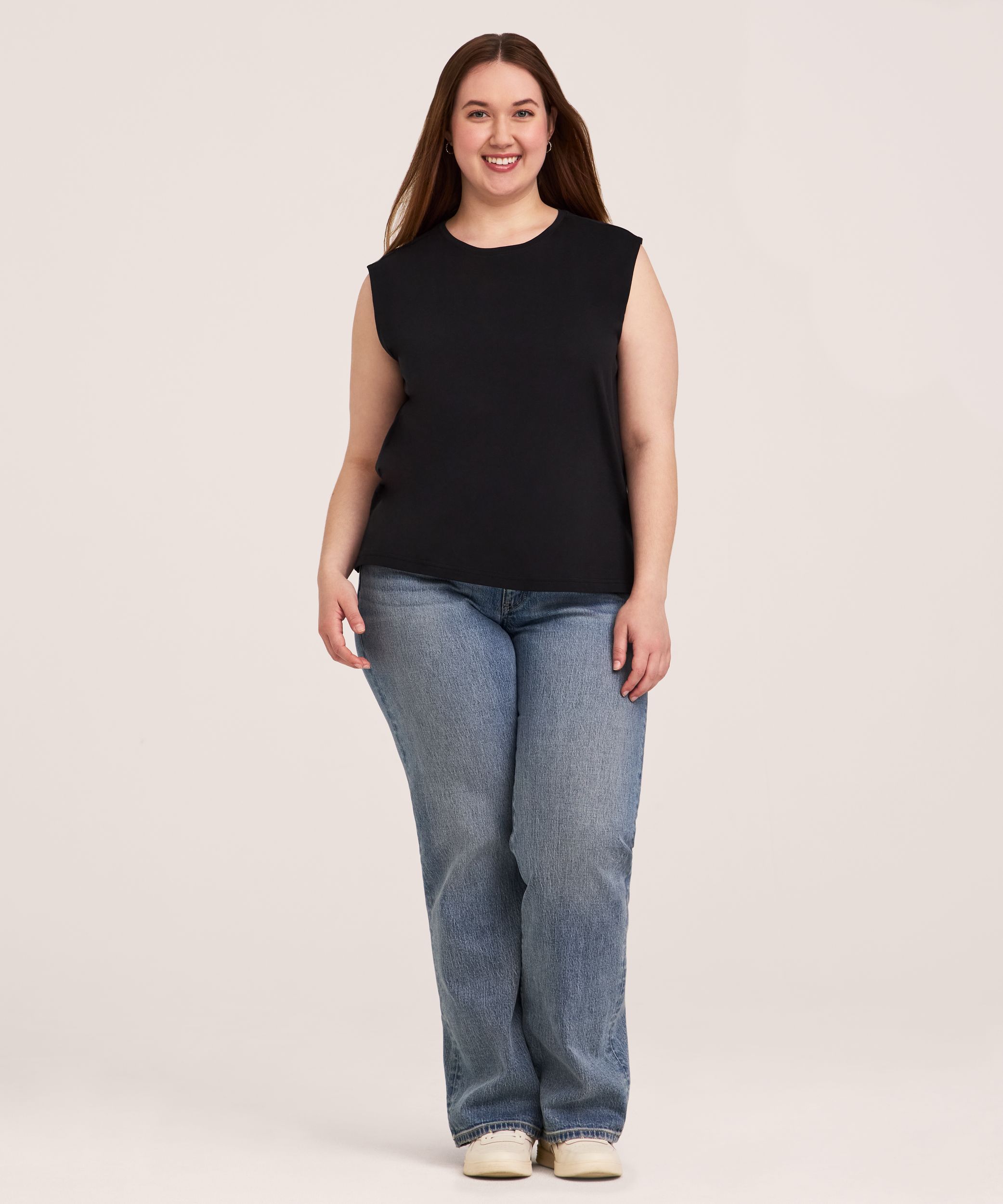 Débardeur en coton Supima semi-ajusté à encolure ras du cou pour femmes, Denver Hayes