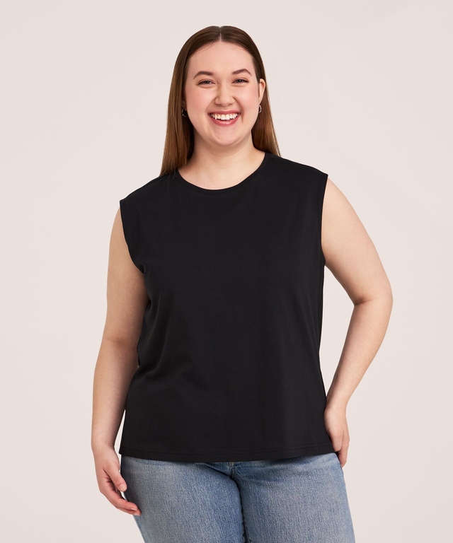 Débardeur en coton Supima semi-ajusté à encolure ras du cou pour femmes, Denver Hayes