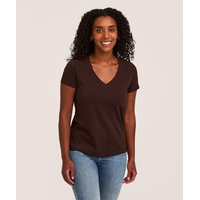 T-shirt semi-ajusté en coton Supima à encolure en V et à manches courtes pour femmes, Denver Hayes