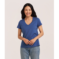 T-shirt semi-ajusté en coton Supima à encolure en V et à manches courtes pour femmes, Denver Hayes
