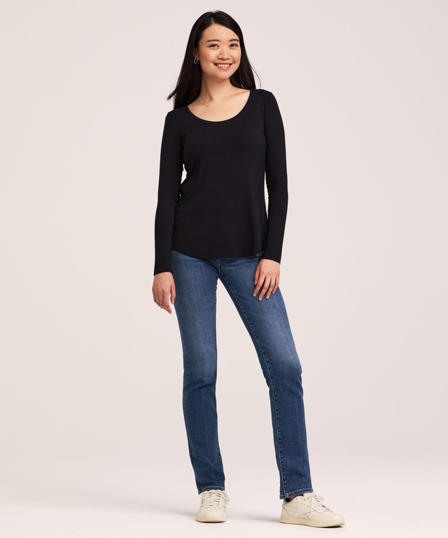 Denver Hayes Women's Long Sleeve Relaxed Scoop Neck T-Shirt