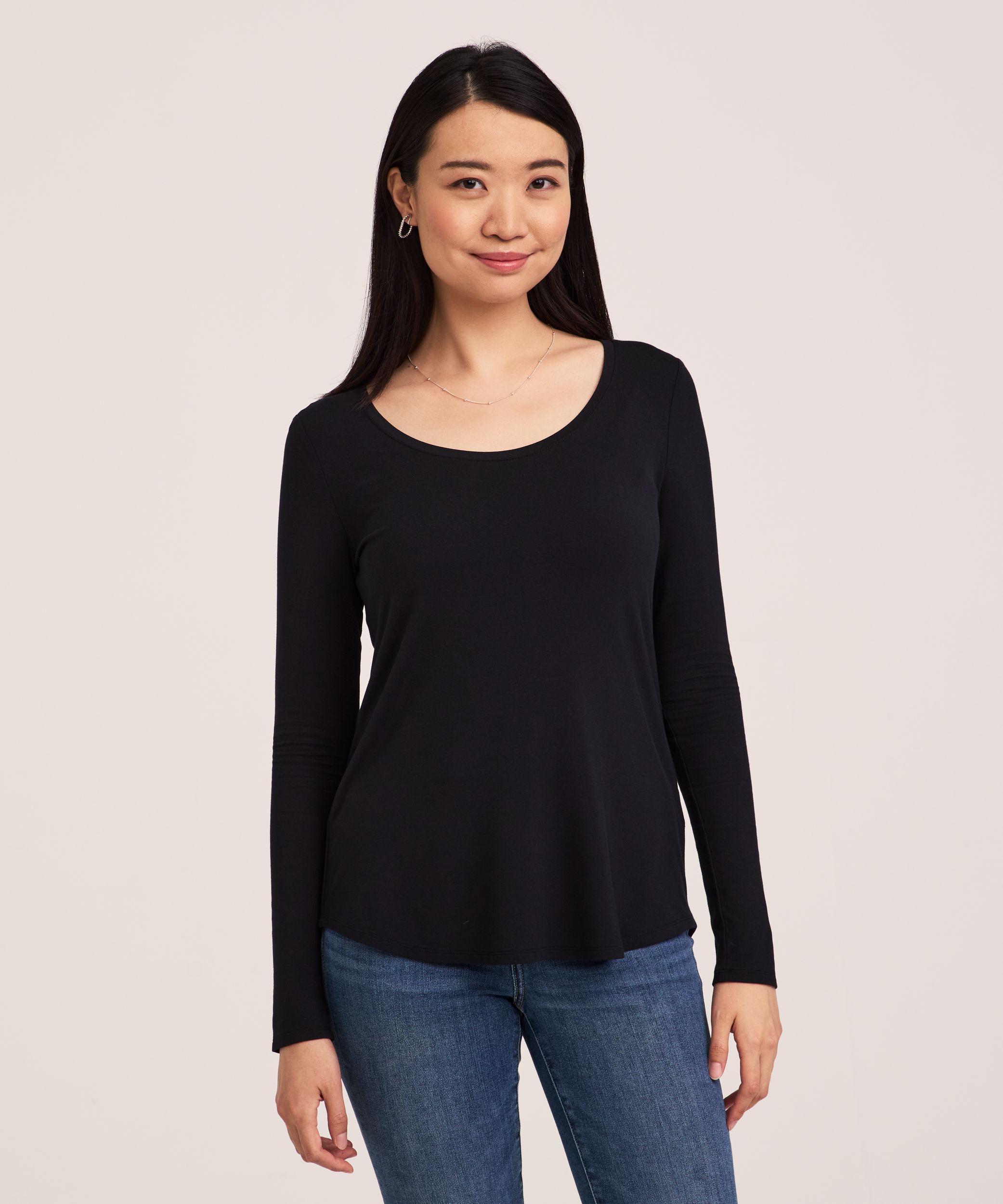 Denver Hayes Women's Long Sleeve Relaxed Scoop Neck T-Shirt