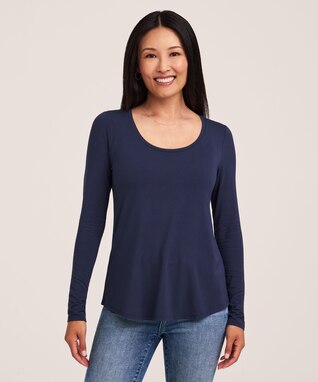 Denver Hayes Women's Long Sleeve Relaxed Scoop Neck T-Shirt