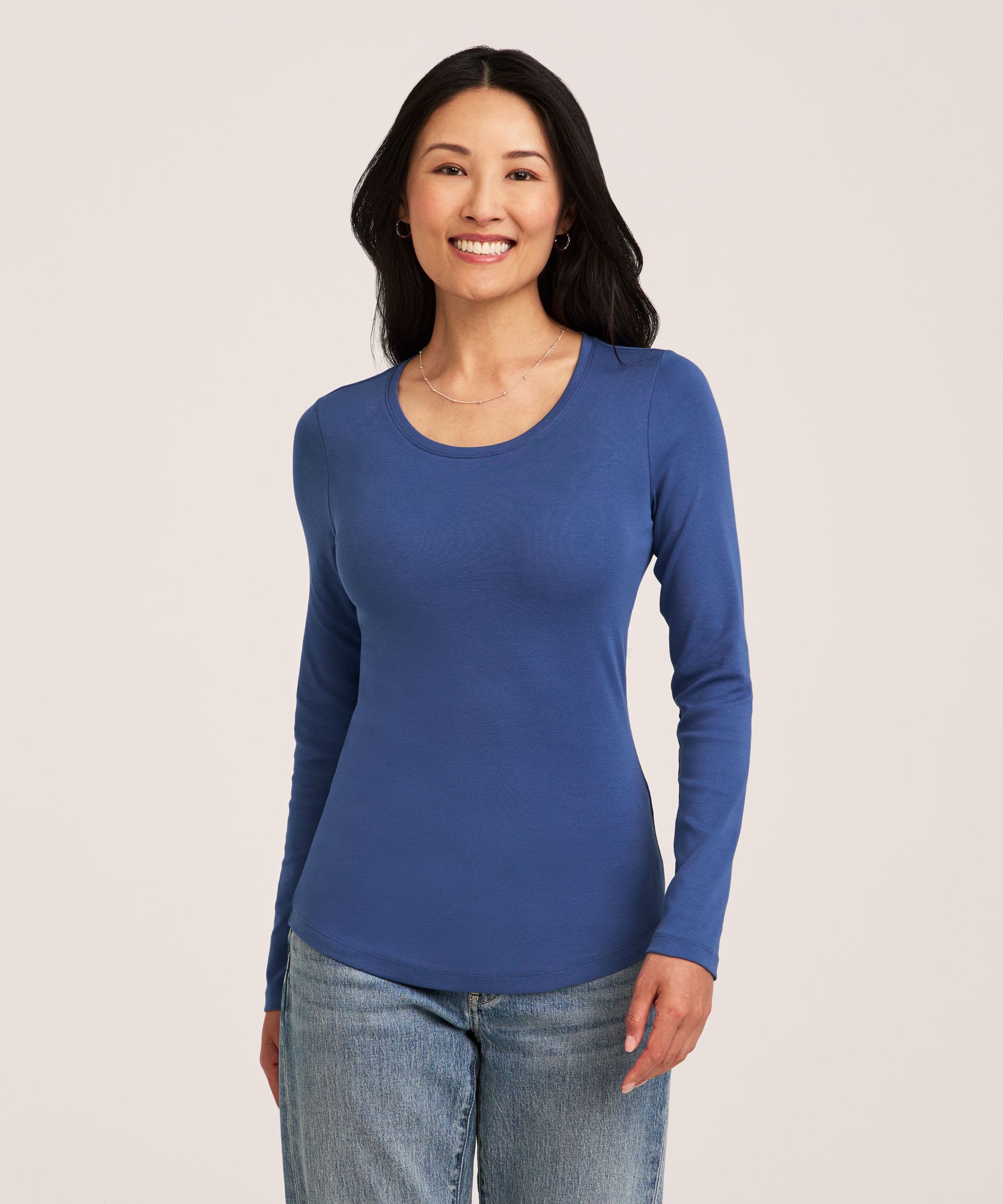 Denver Hayes Women's Long Sleeve Slim Fit Crew Neck T-Shirt