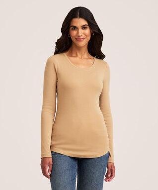 Denver Hayes Women's Long Sleeve Slim Fit Crew Neck T Shirt