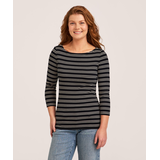 Denver Hayes Women's 3/4 Sleeve Slim Fit Boatneck Top Front_Flat