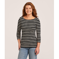 Denver Hayes Women's 3/4 Sleeve Slim Fit Boatneck Top Front_Flat