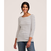 Denver Hayes Women's 3/4 Sleeve Slim Fit Boatneck Top