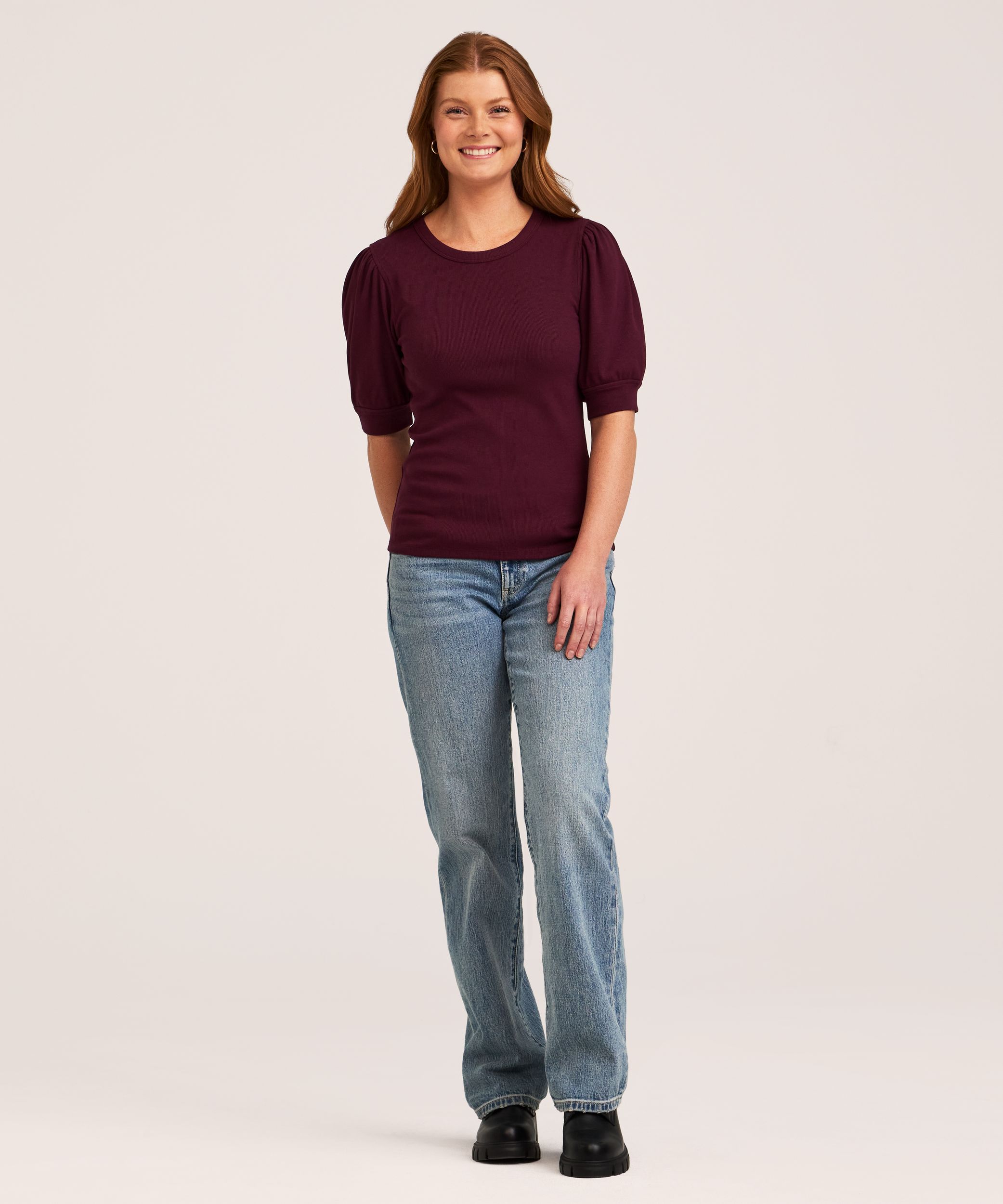 Denver Hayes Women's Elbow Sleeve Crew Neck Rib Shirt